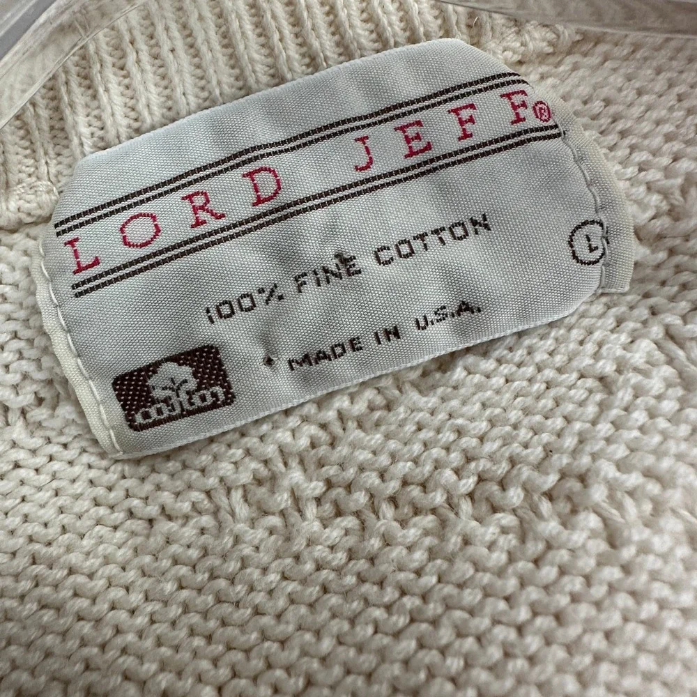 Lord Jeff Mens Cable Knit Preppy Sweater Size L Grana‎ Ivy League Yacht Academic